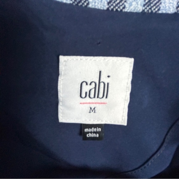 Cabi Checkup Gingham Longline Gold Button Blazer Jacket Medium Navy - Picture 6 of 14